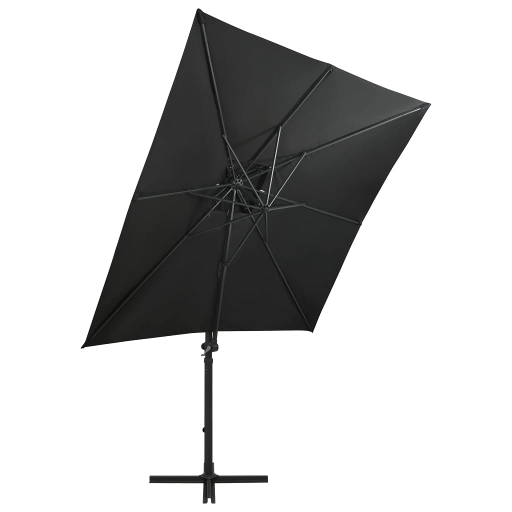 Parasol flottant avec mât et éclairage LED 300 cm couleur sable