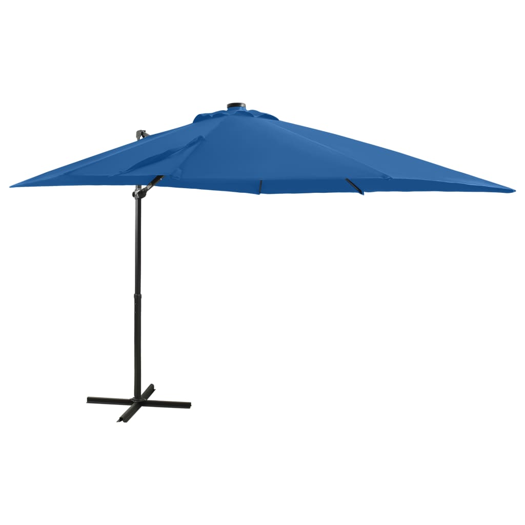 Parasol flottant avec mât et éclairage LED 300 cm couleur sable