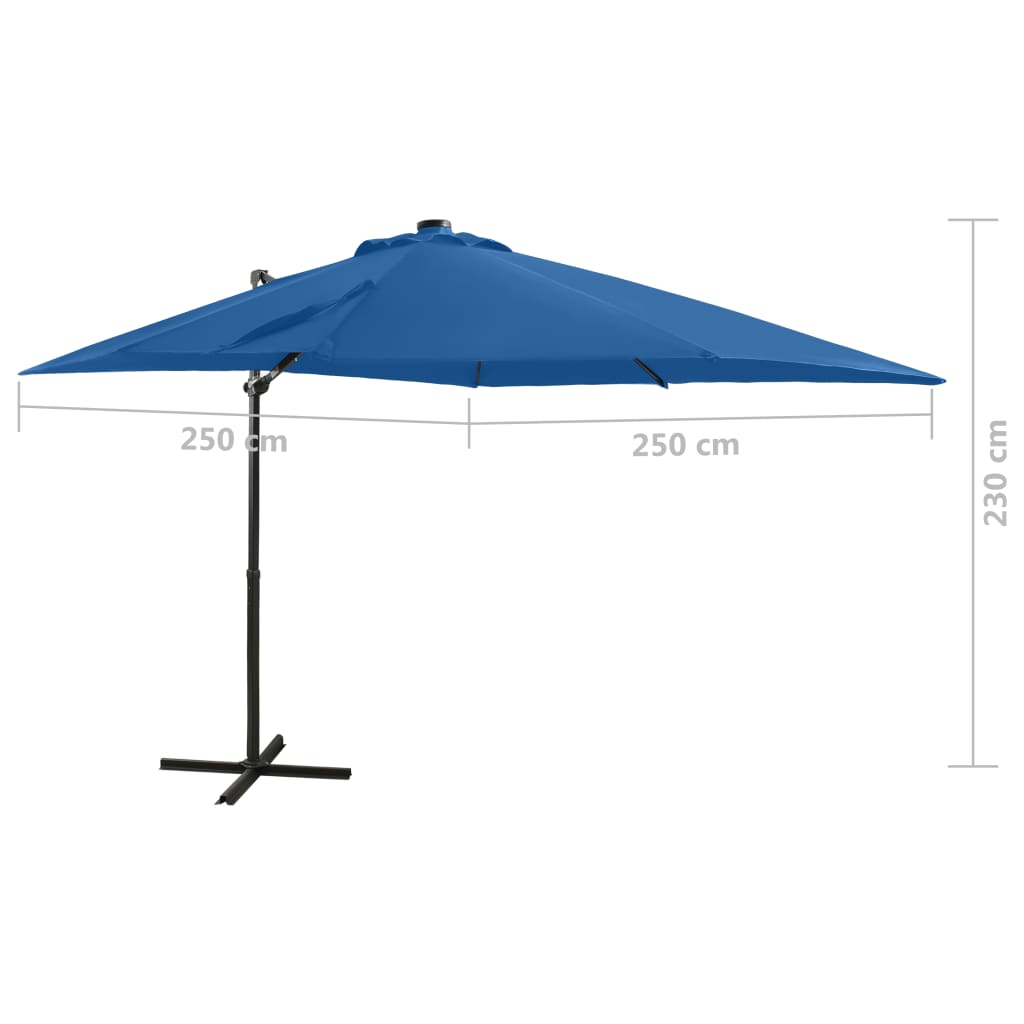 Parasol flottant avec mât et éclairage LED 300 cm couleur sable