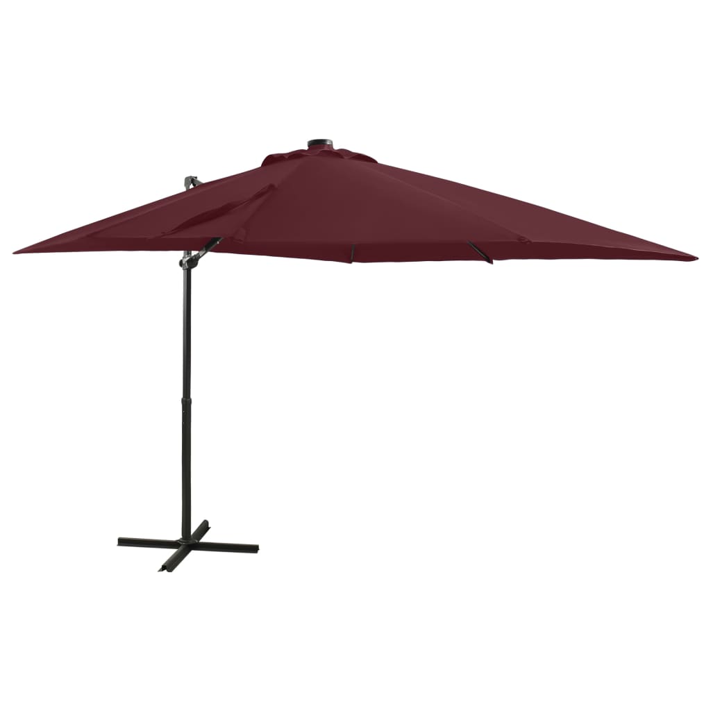 Parasol flottant avec mât et éclairage LED 300 cm couleur sable