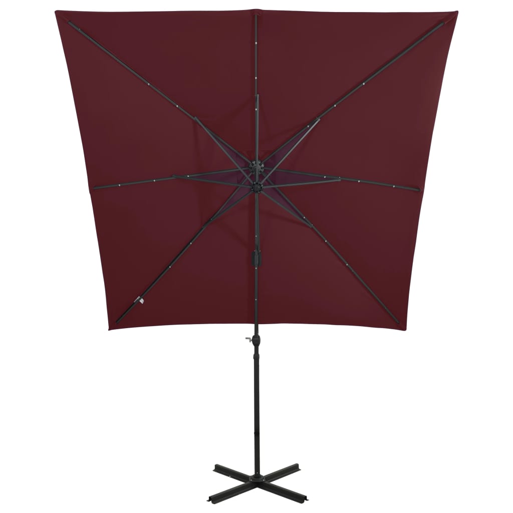 Parasol flottant avec mât et éclairage LED 300 cm couleur sable