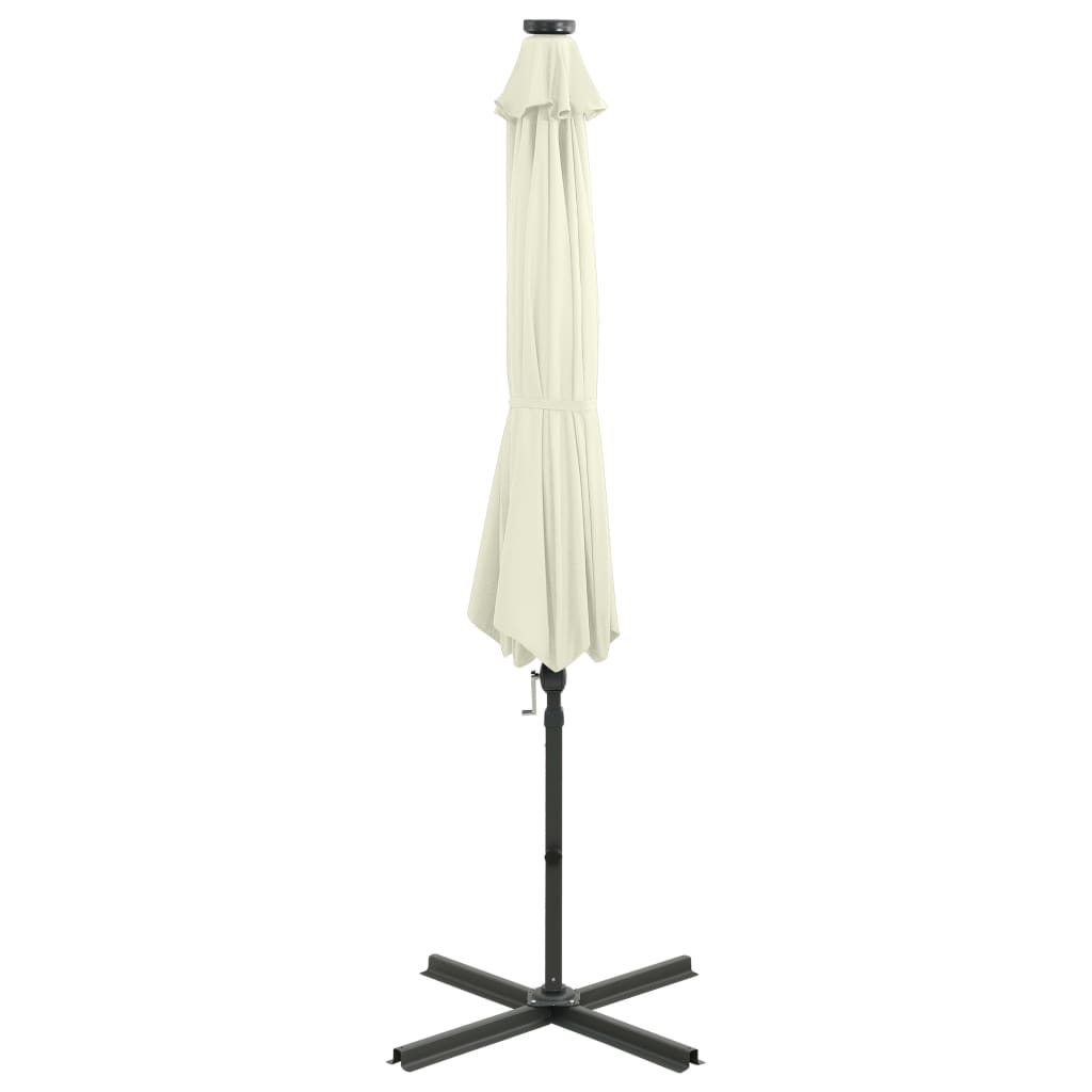 Parasol flottant avec mât et éclairage LED 300 cm couleur sable