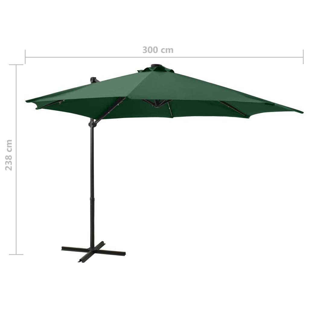 Parasol flottant avec mât et éclairage LED 300 cm couleur sable