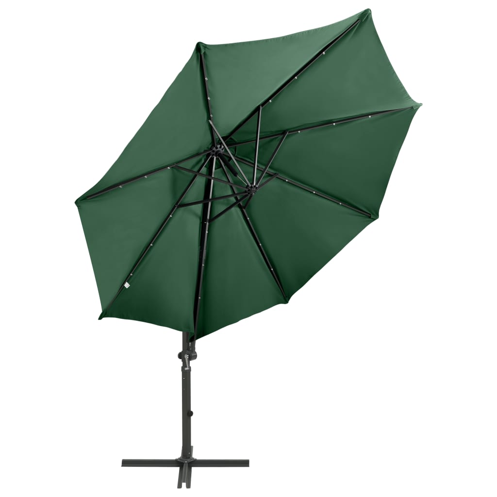 Parasol flottant avec mât et éclairage LED 300 cm couleur sable