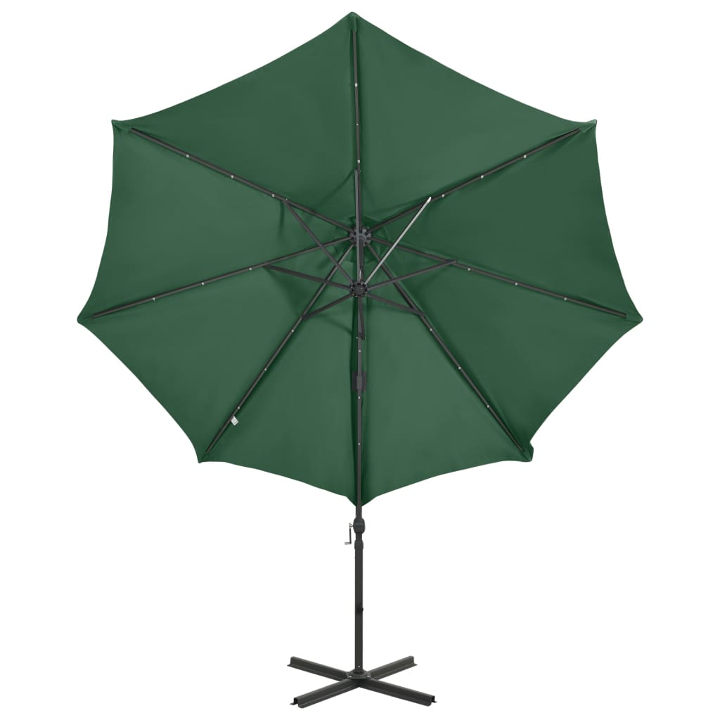 Parasol flottant avec mât et éclairage LED 300 cm couleur sable