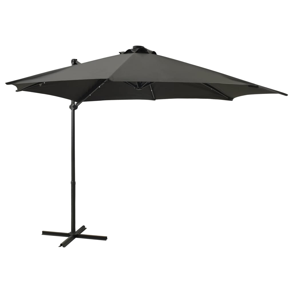 Parasol flottant avec mât et éclairage LED 300 cm couleur sable