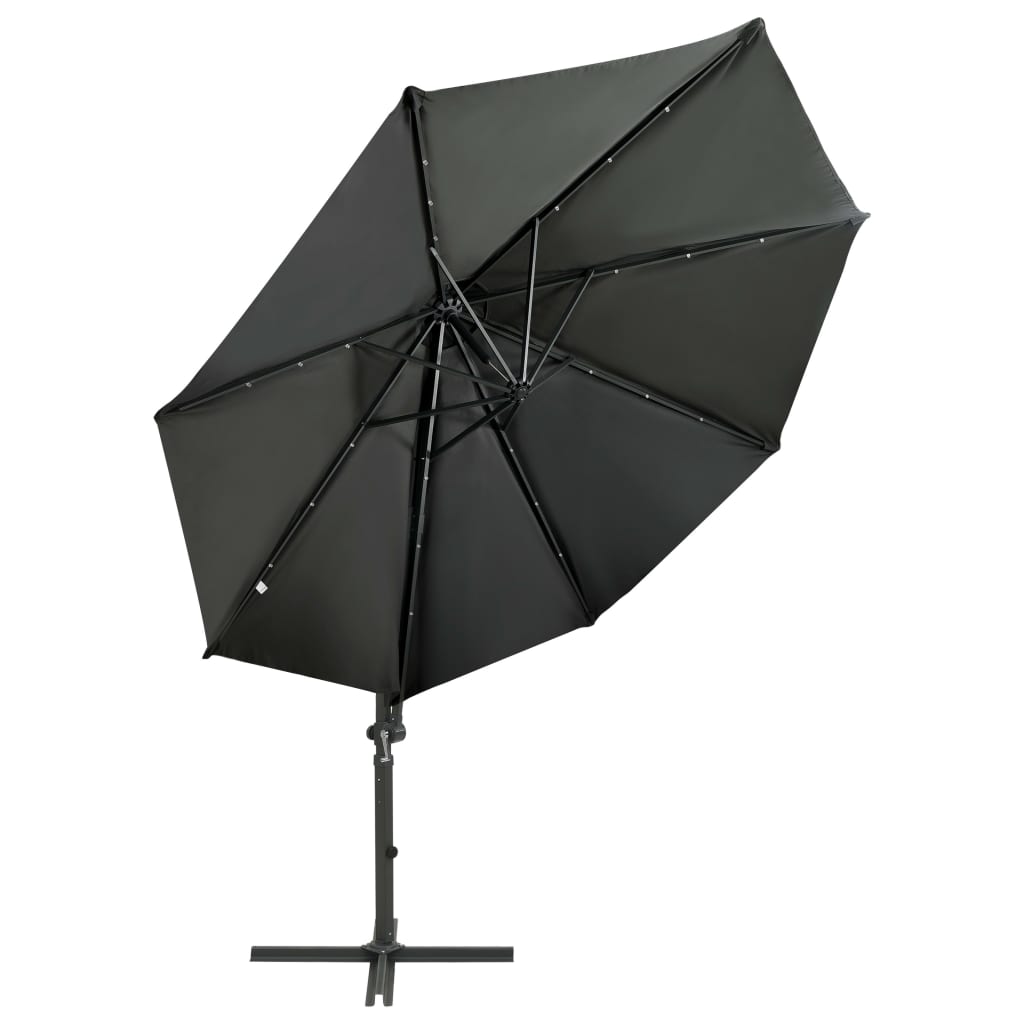 Parasol flottant avec mât et éclairage LED 300 cm couleur sable