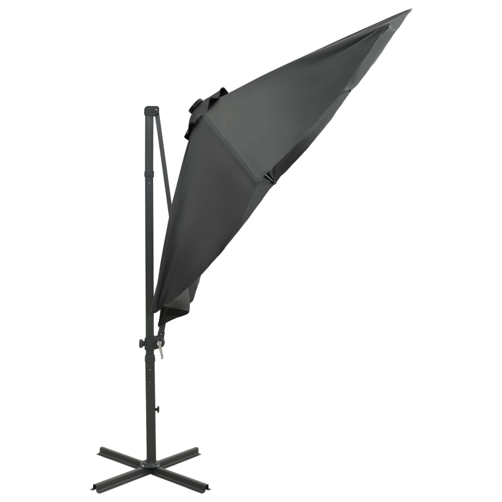 Parasol flottant avec mât et éclairage LED 300 cm couleur sable