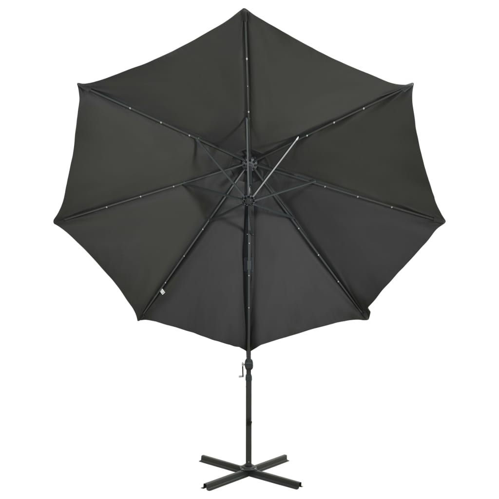 Parasol flottant avec mât et éclairage LED 300 cm couleur sable