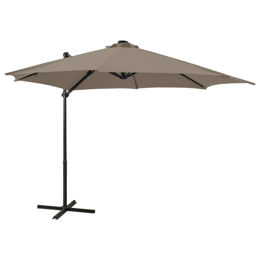 Parasol flottant avec mât et éclairage LED 300 cm couleur sable