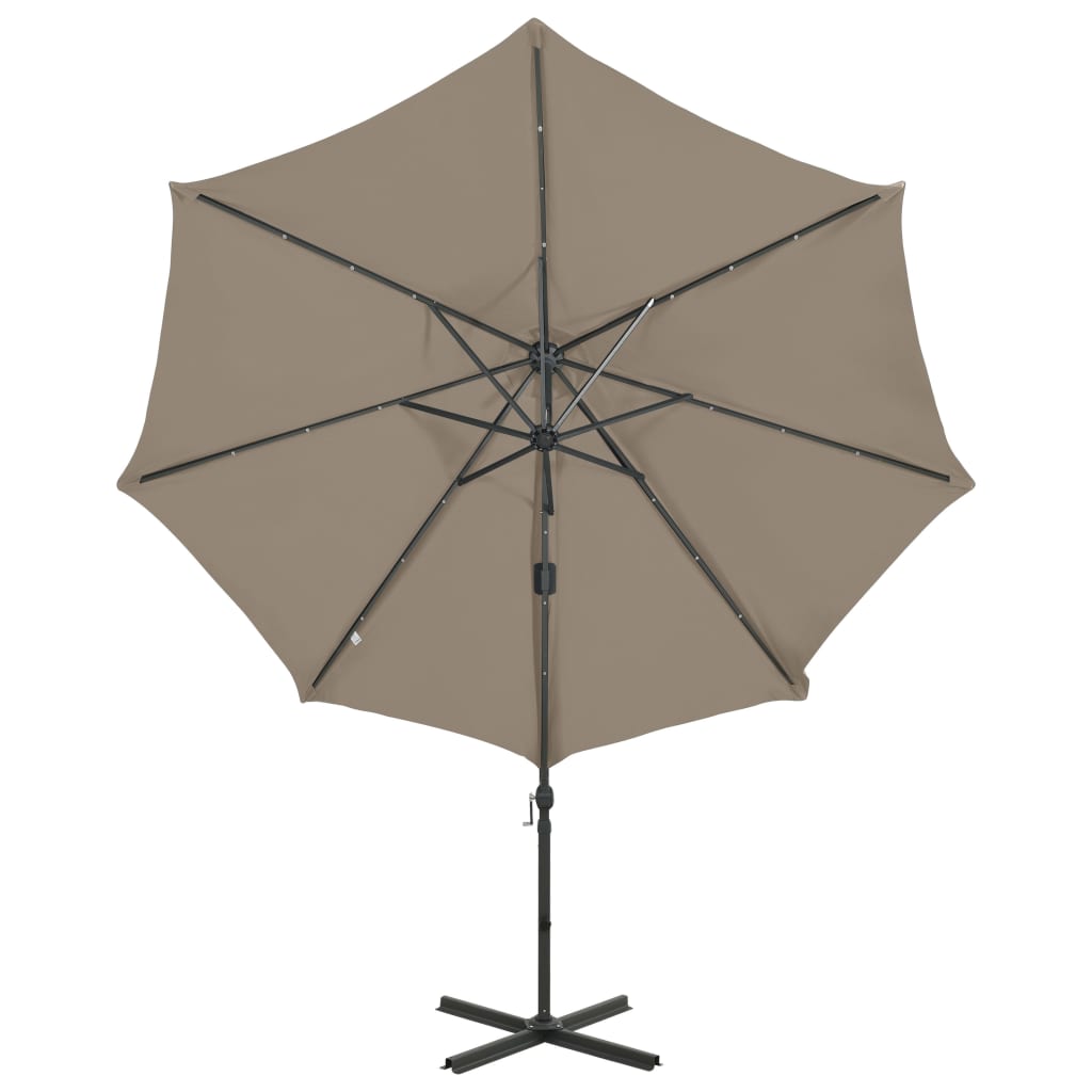 Parasol flottant avec mât et éclairage LED 300 cm couleur sable