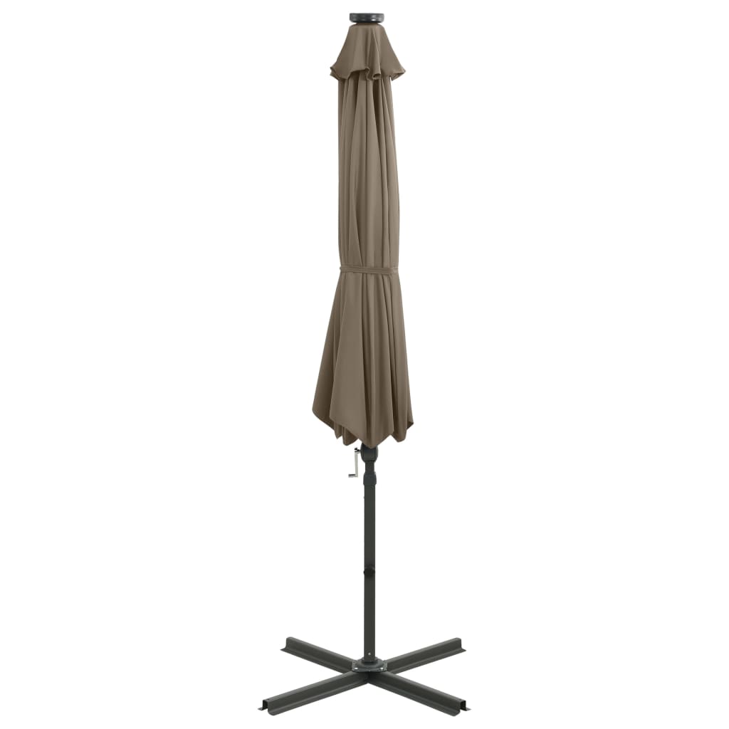 Parasol flottant avec mât et éclairage LED 300 cm couleur sable