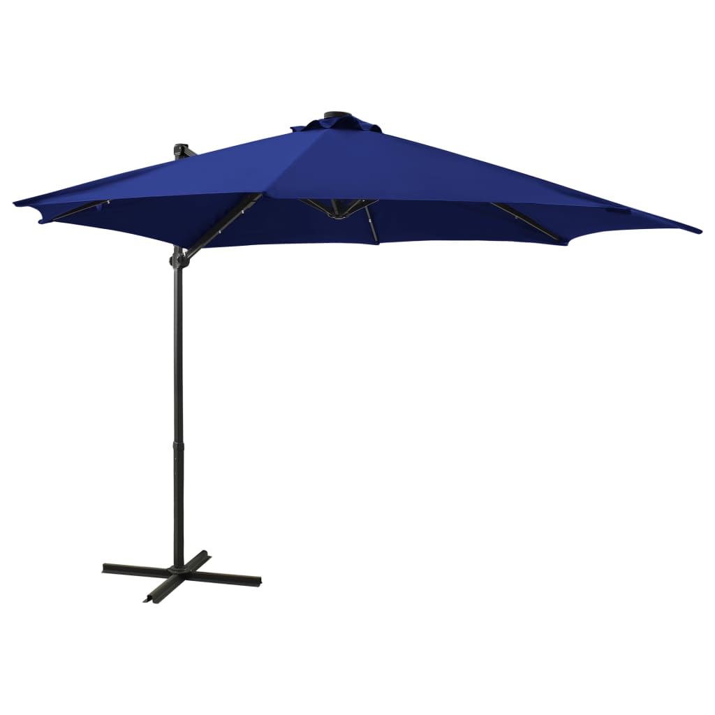 Parasol flottant avec mât et éclairage LED 300 cm couleur sable