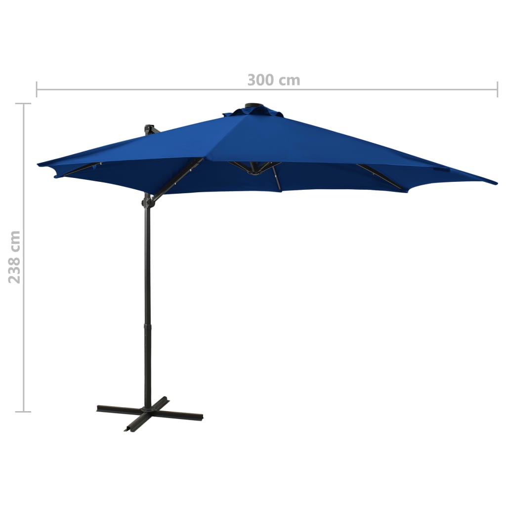 Parasol flottant avec mât et éclairage LED 300 cm couleur sable