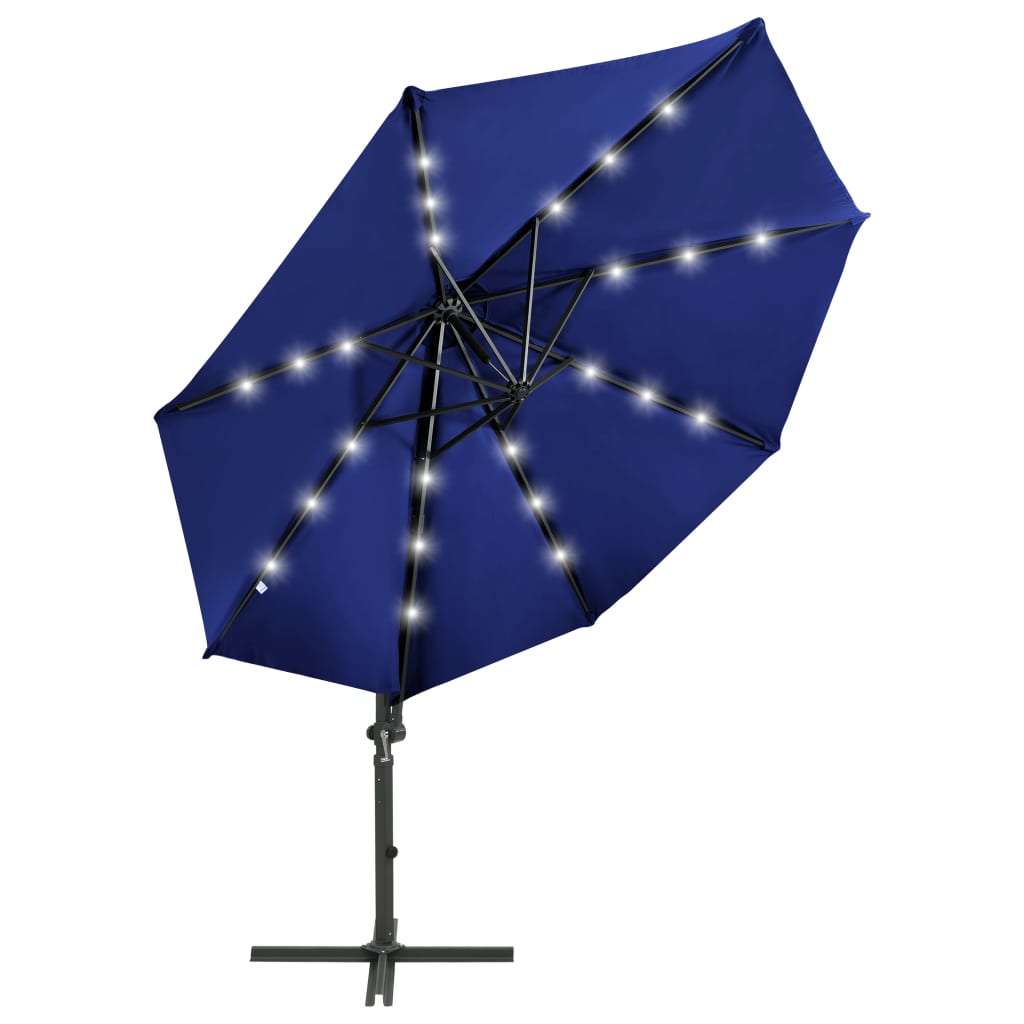 Parasol flottant avec mât et éclairage LED 300 cm couleur sable