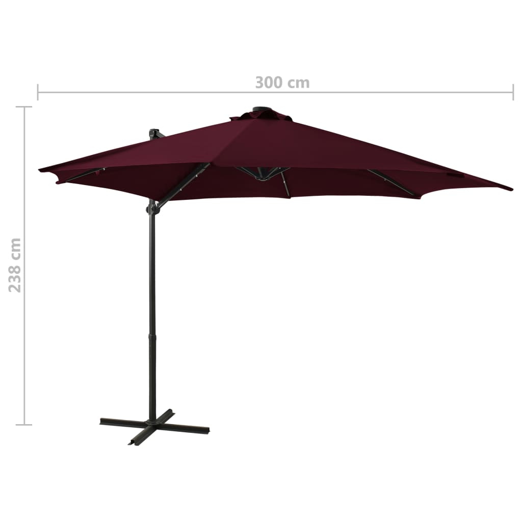 Parasol flottant avec mât et éclairage LED 300 cm couleur sable