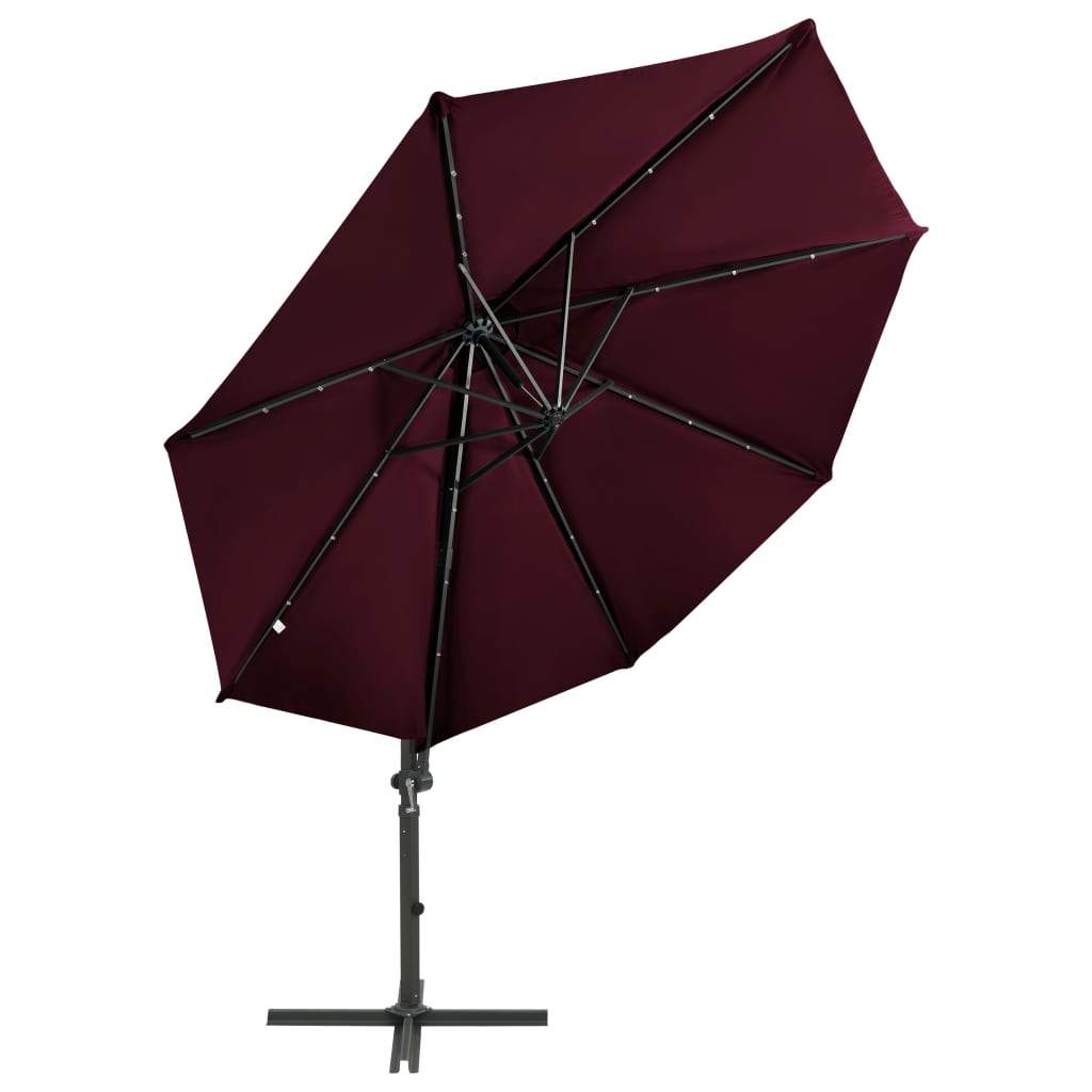 Parasol flottant avec mât et éclairage LED 300 cm couleur sable