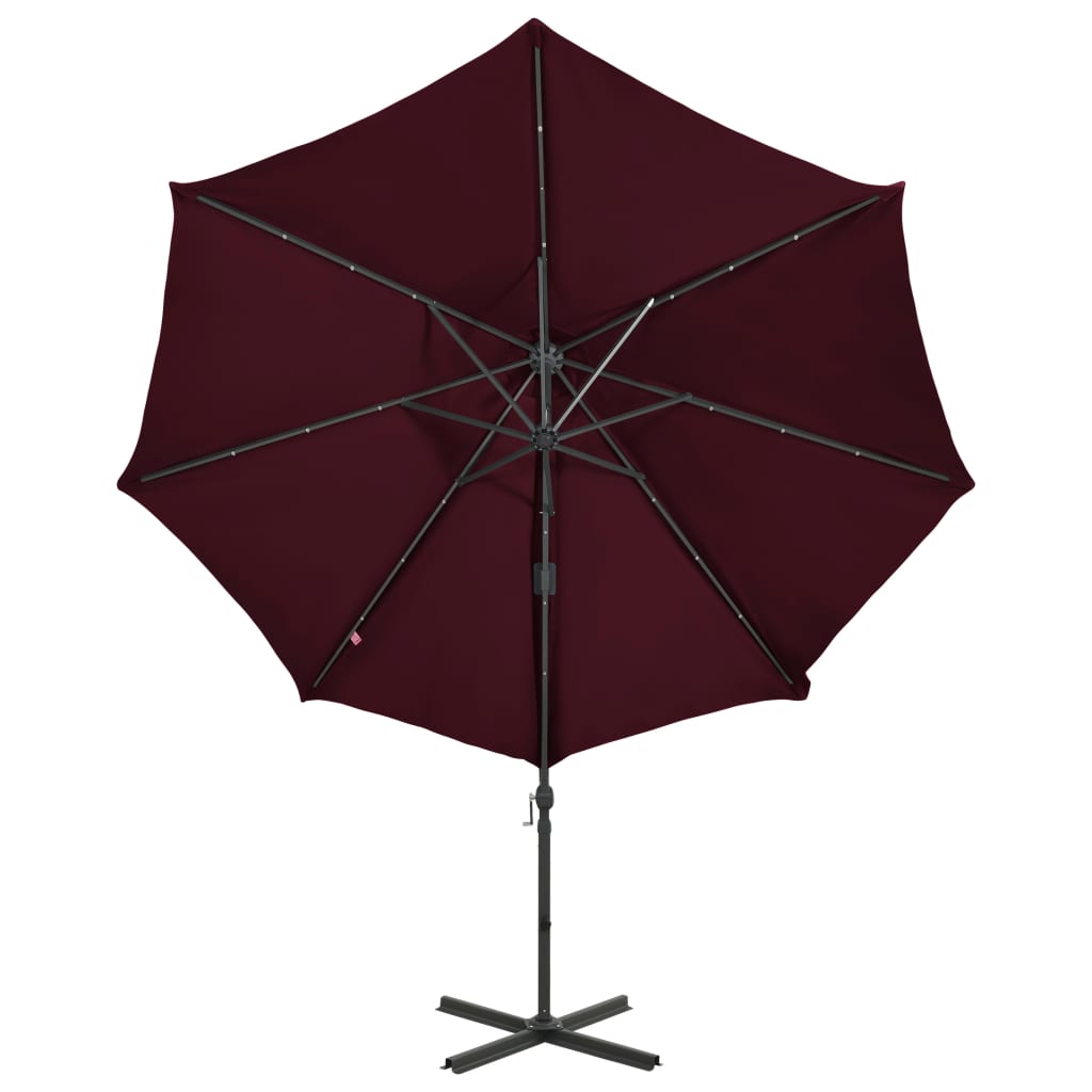 Parasol flottant avec mât et éclairage LED 300 cm couleur sable