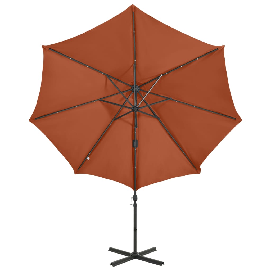 Parasol flottant avec mât et éclairage LED 300 cm couleur sable