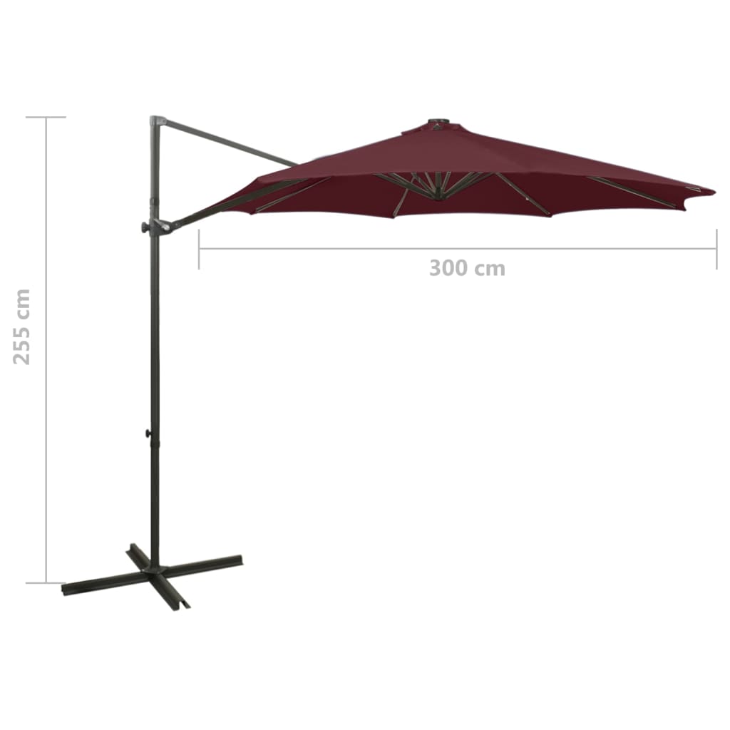 Zweefparasol met paal en LED-verlichting 300 cm terracottakleur