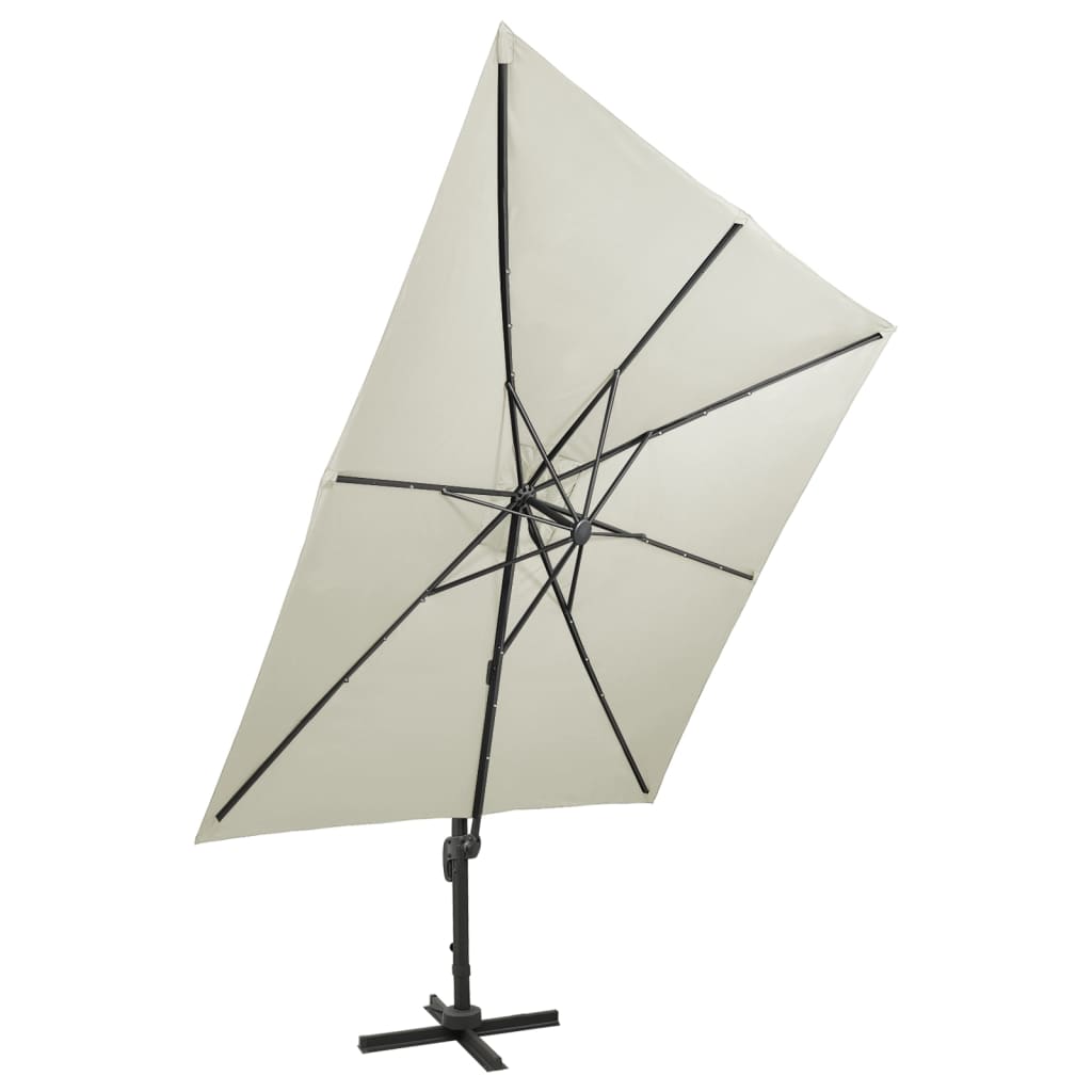 Zweefparasol met paal en LED-verlichting 300 cm