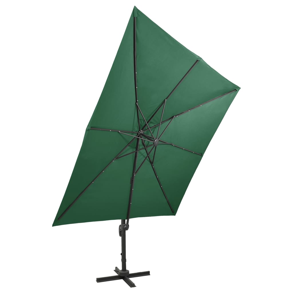 Zweefparasol met paal en LED-verlichting 300 cm