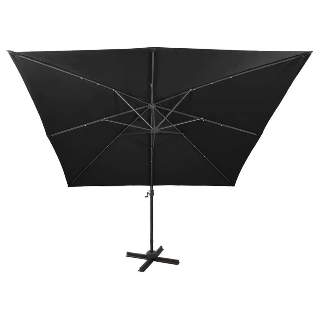 Zweefparasol met paal en LED-verlichting 300 cm