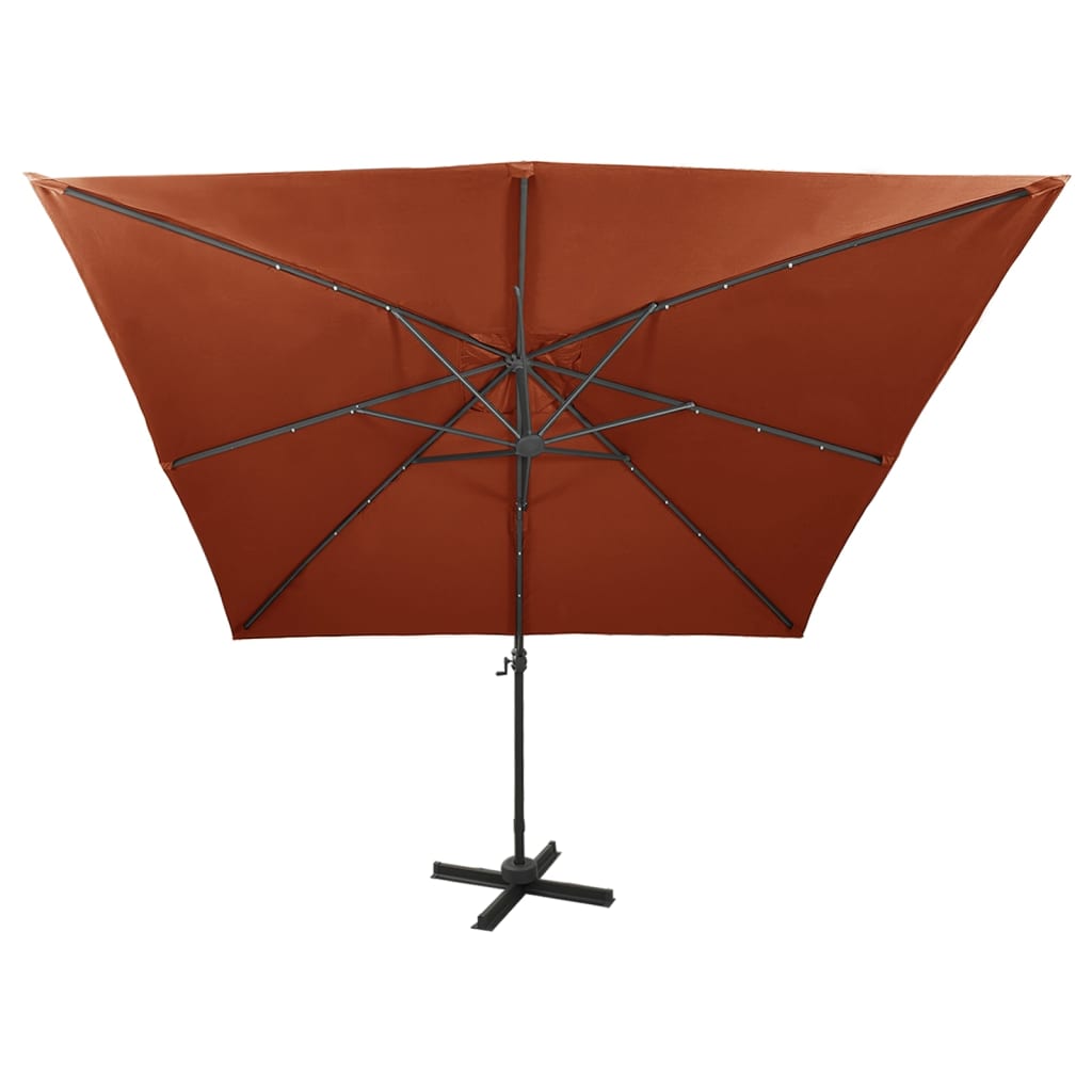 Zweefparasol met paal en LED-verlichting 300 cm