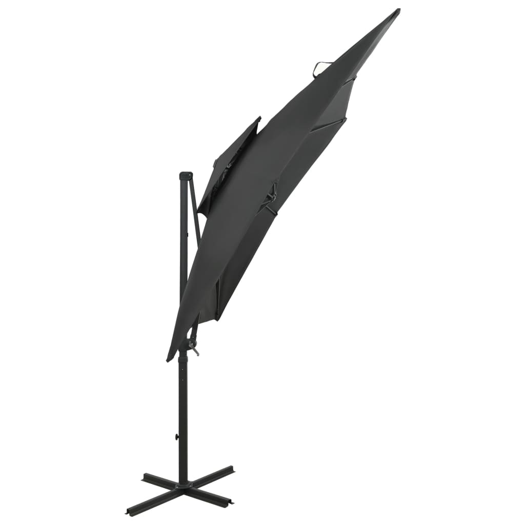 Zweefparasol met dubbel dak 250x250 cm zwart