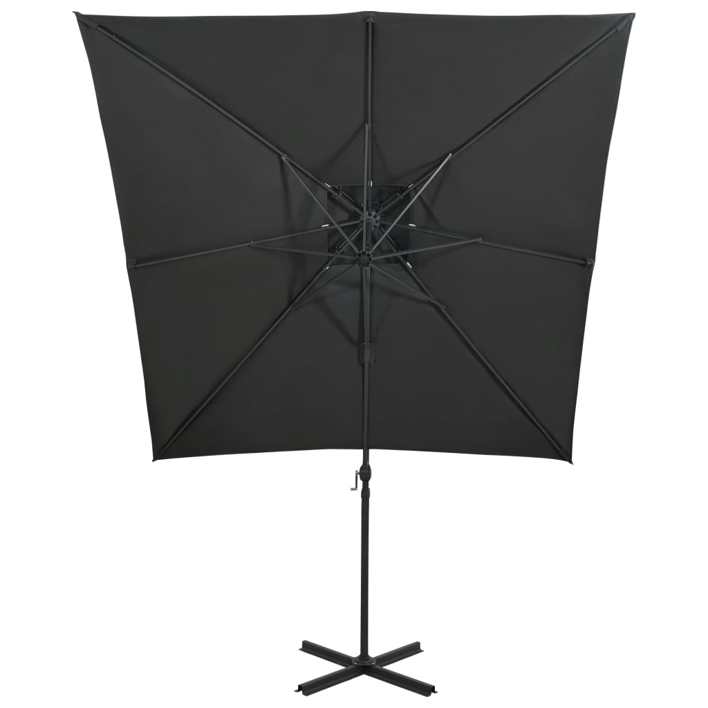 Zweefparasol met dubbel dak 250x250 cm bordeauxrood