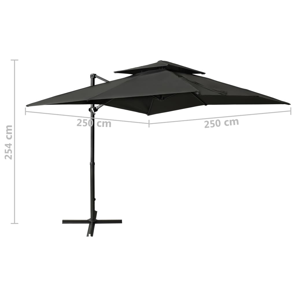 Zweefparasol met dubbel dak 250x250 cm bordeauxrood