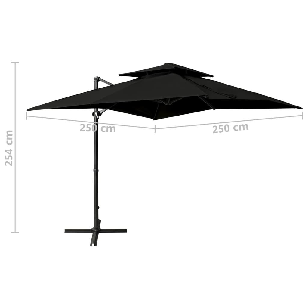 Zweefparasol met dubbel dak 250x250 cm