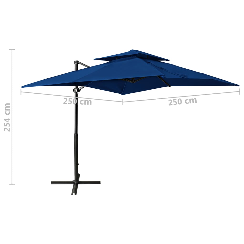 Zweefparasol met dubbel dak 250x250 cm zwart