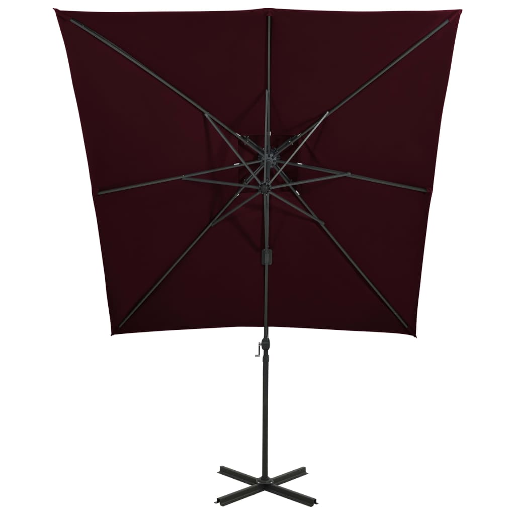 Zweefparasol met dubbel dak 250x250 cm bordeauxrood