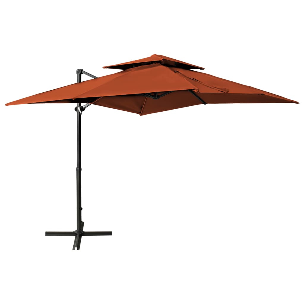 Zweefparasol met dubbel dak 250x250 cm zwart