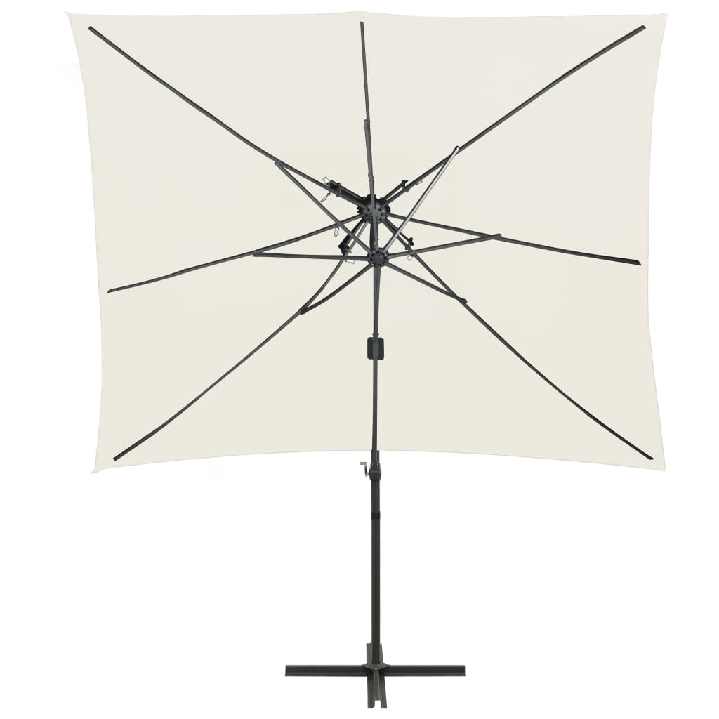 Zweefparasol met dubbel dak 250x250 cm azuurblauw