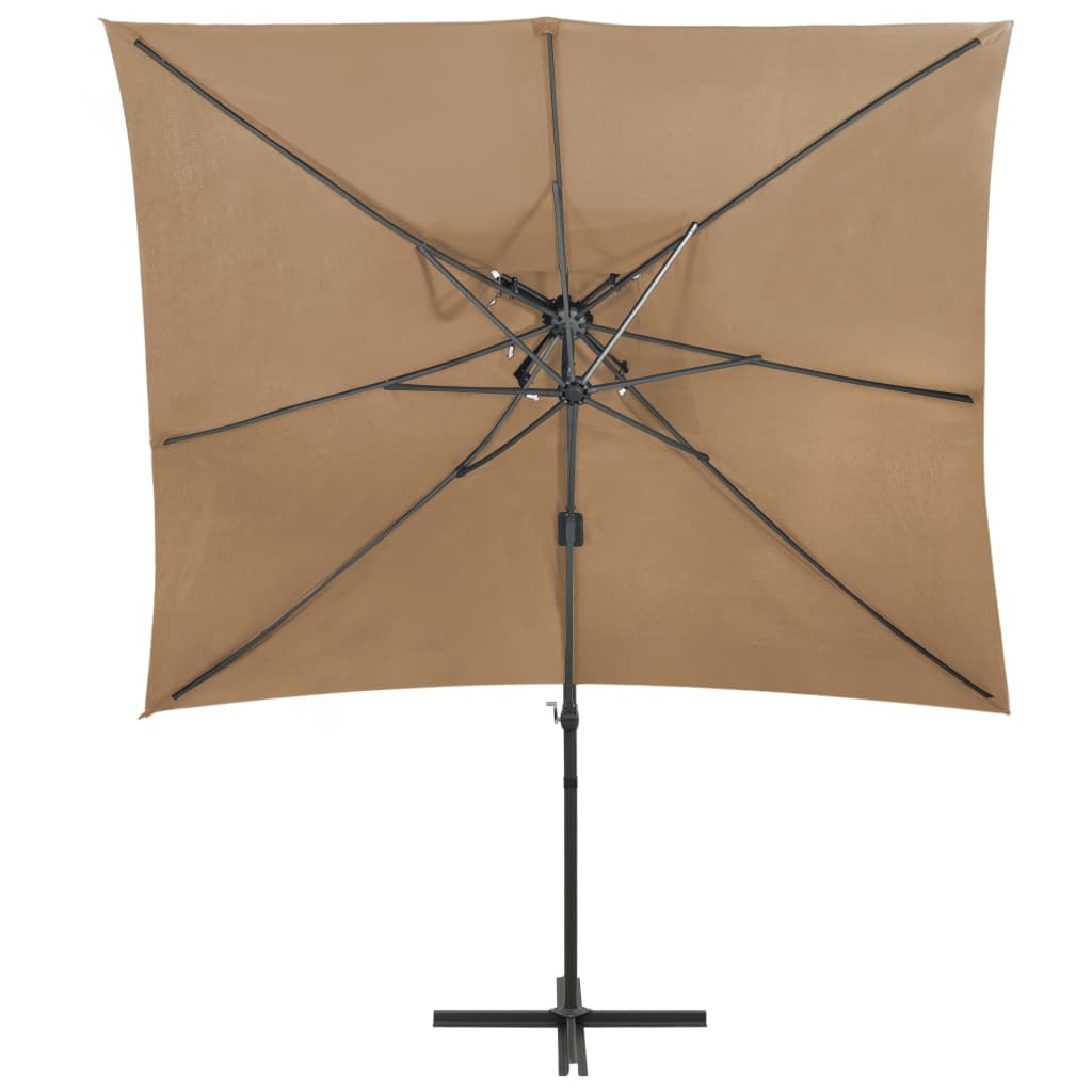 Zweefparasol met dubbel dak 250x250 cm azuurblauw