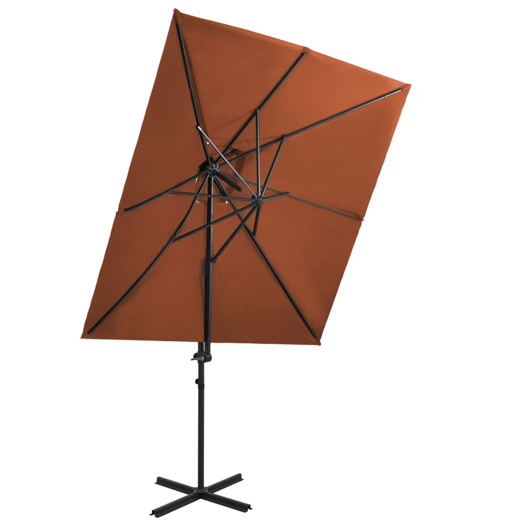 Zweefparasol met dubbel dak 250x250 cm azuurblauw