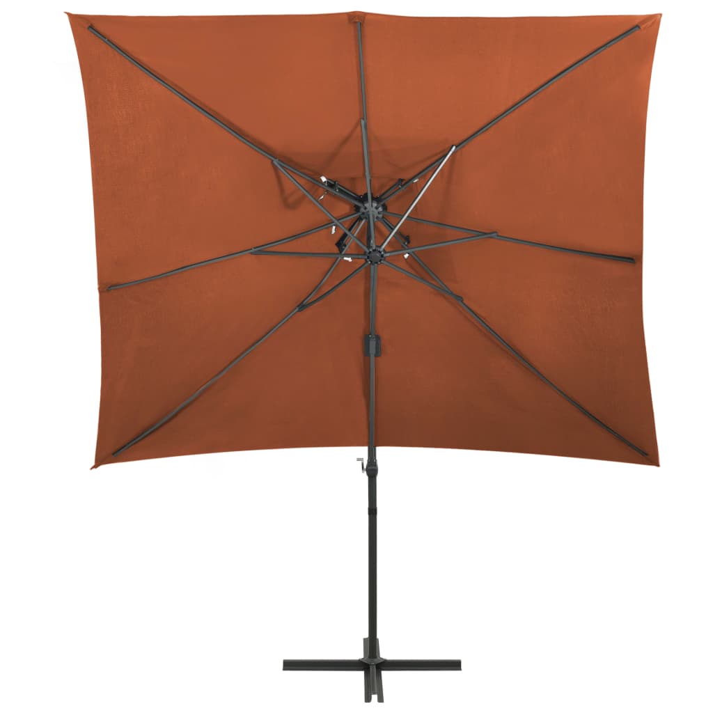 Zweefparasol met dubbel dak 250x250 cm azuurblauw