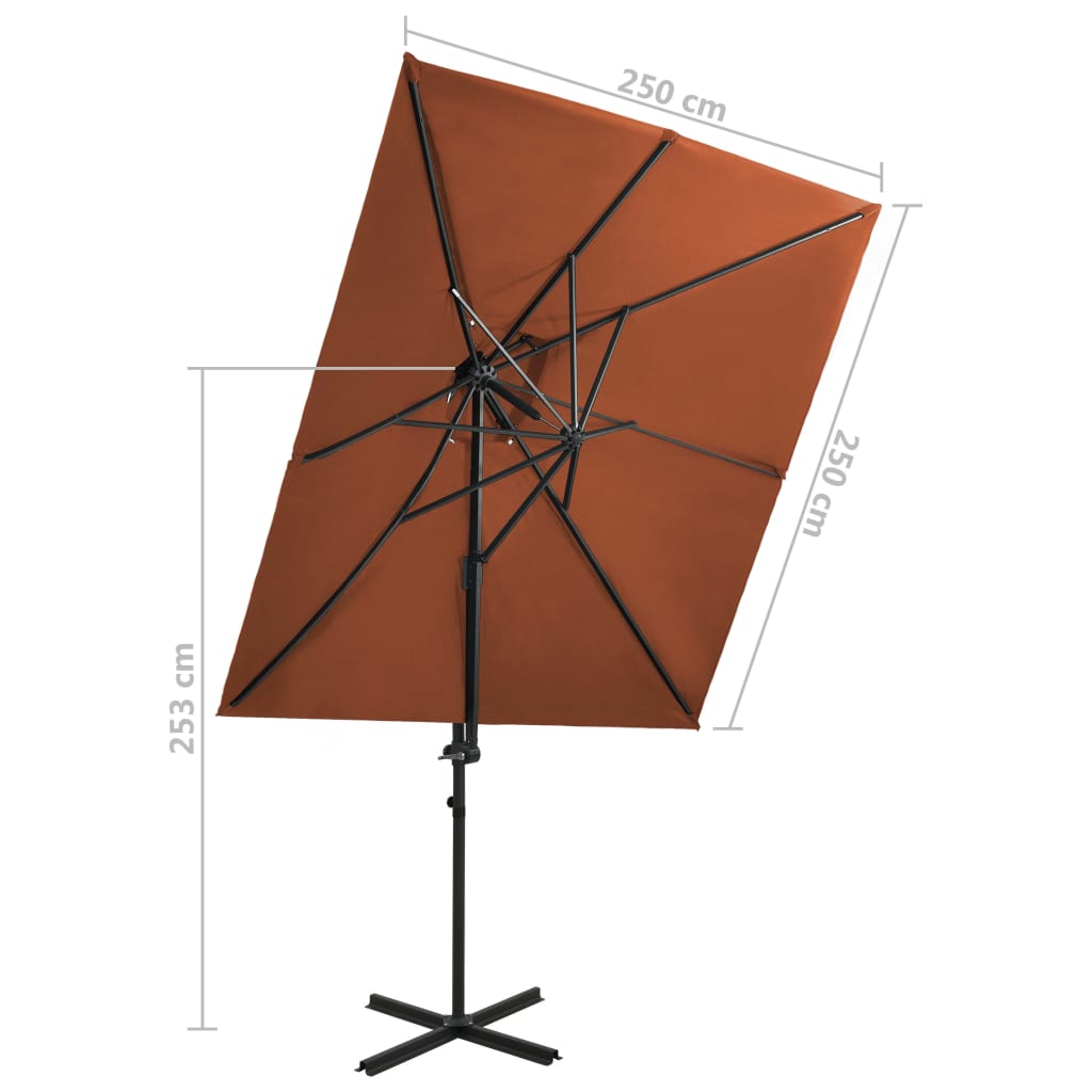 Zweefparasol met dubbel dak 250x250 cm azuurblauw