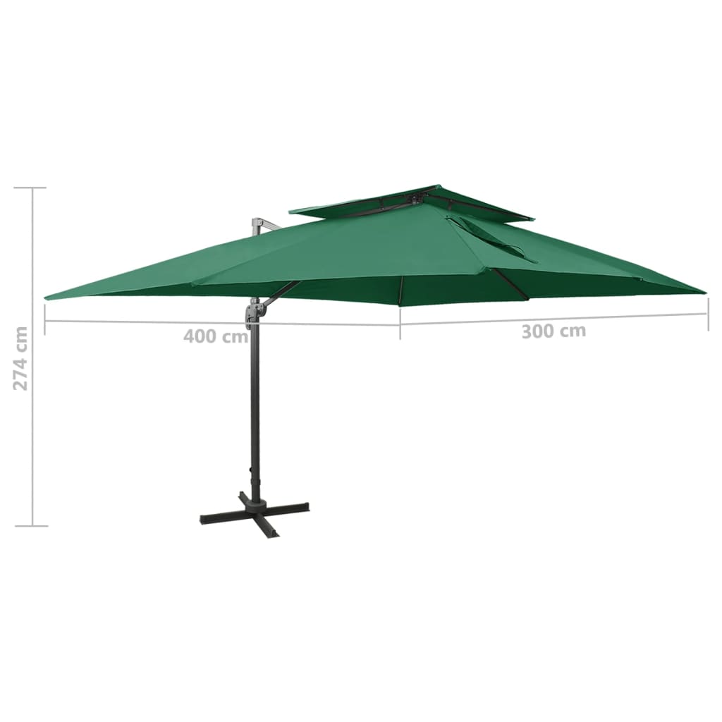 Zweefparasol met dubbel dak 300x300 cm