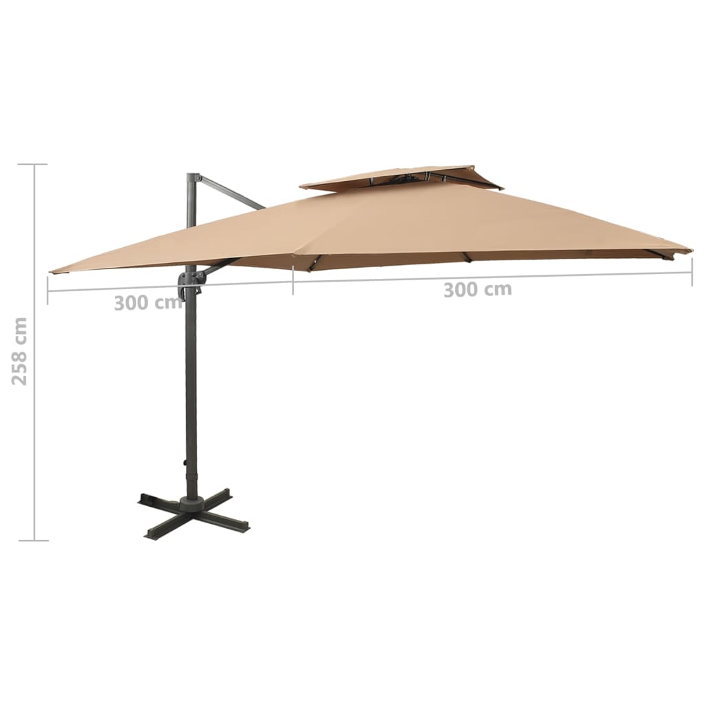 Zweefparasol met dubbel dak 300x300 cm