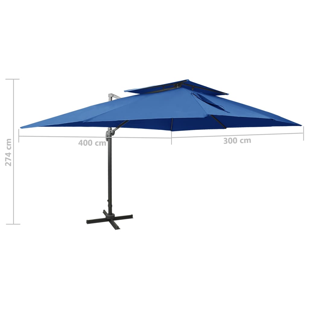 Zweefparasol met dubbel dak 400x300 cm groen