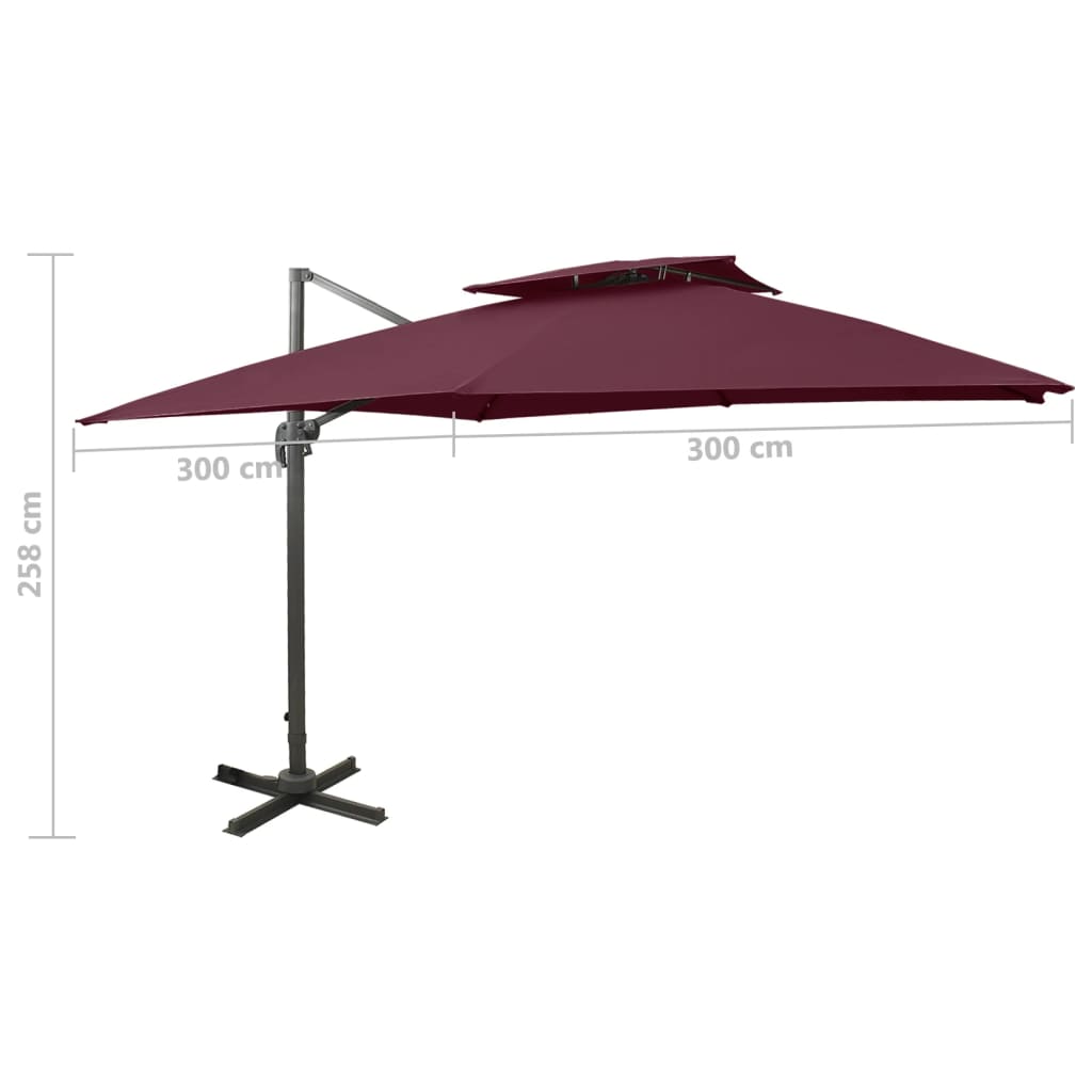 Zweefparasol met dubbel dak 300x300 cm