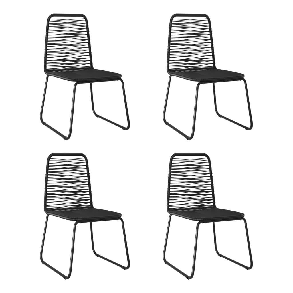 Chaises de jardin 6 pcs poly rotin noir