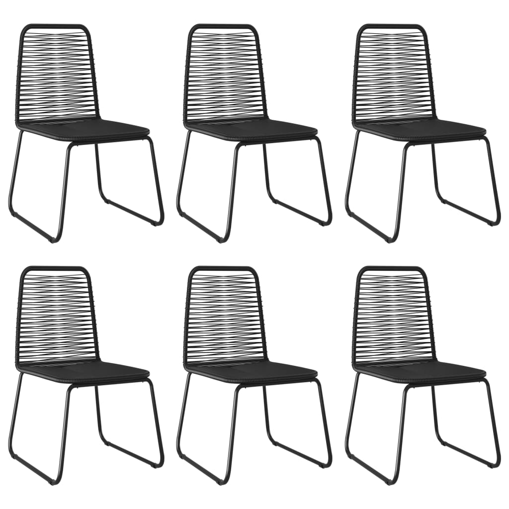 Chaises de jardin 6 pcs poly rotin noir