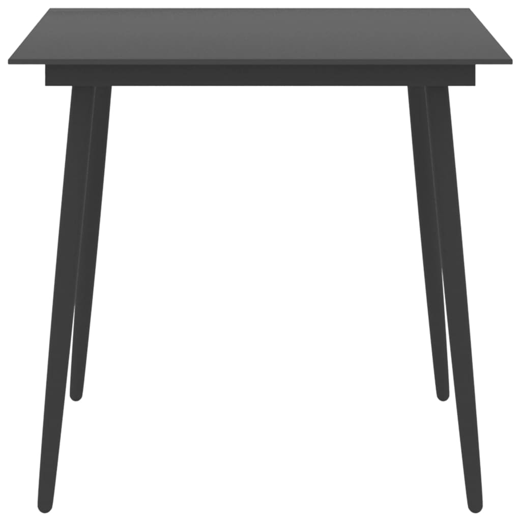 Table de jardin 80x80x74 cm acier et verre noir