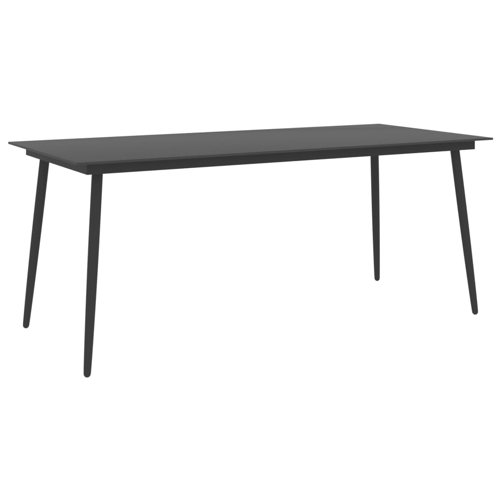 Table de jardin 80x80x74 cm acier et verre noir