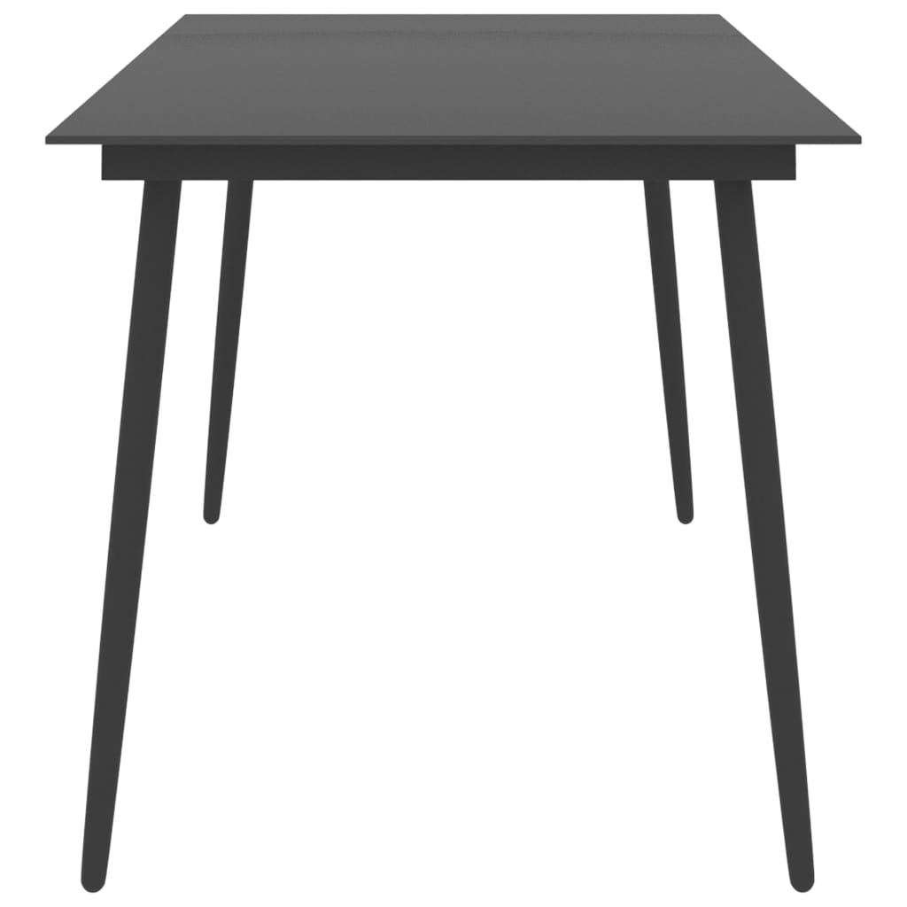 Table de jardin 80x80x74 cm acier et verre noir