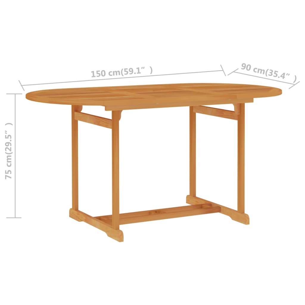 Tuintafel 150x90x75 cm massief teakhout